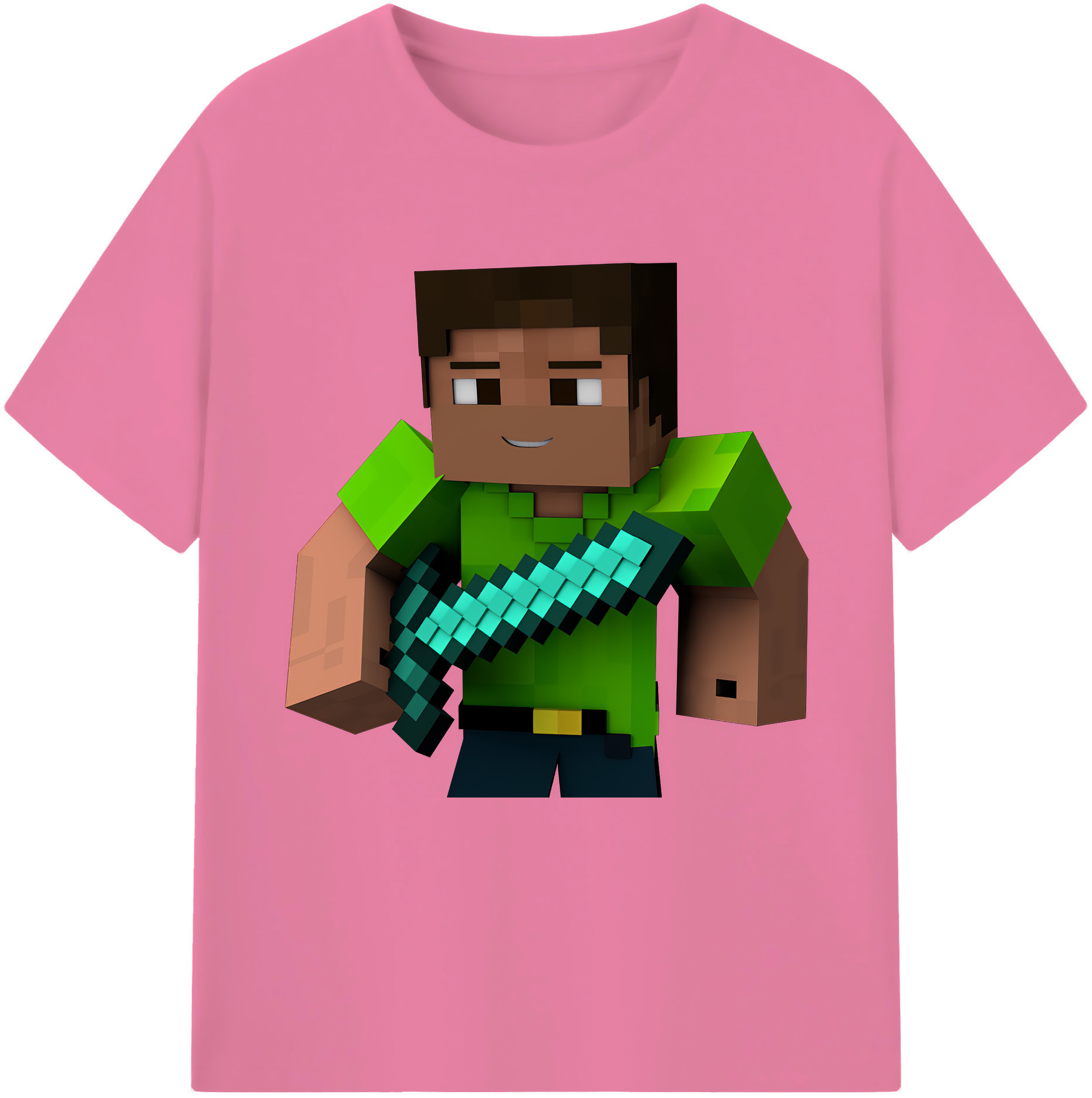 （画像用） マインクラフト ブロックの世界 Minecraft MC Block world 綿100％半袖Tシャツ（フロントプリント）